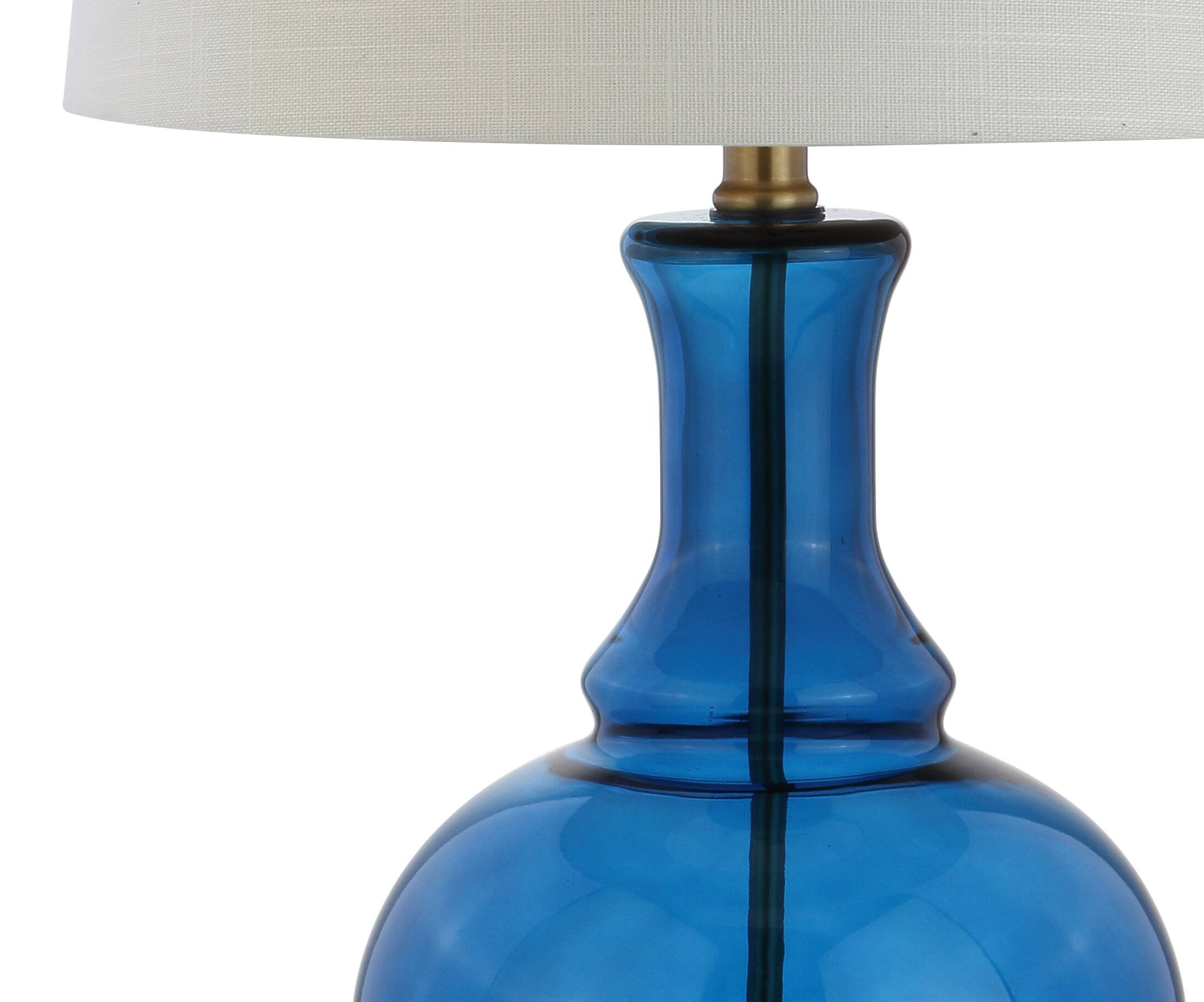 Alt View 6. Jonathan Y - Lavelle 25" Glass LED Table Lamp, Cobalt Blue/Brass Gold (Set of 2) - Cobalt Blue.