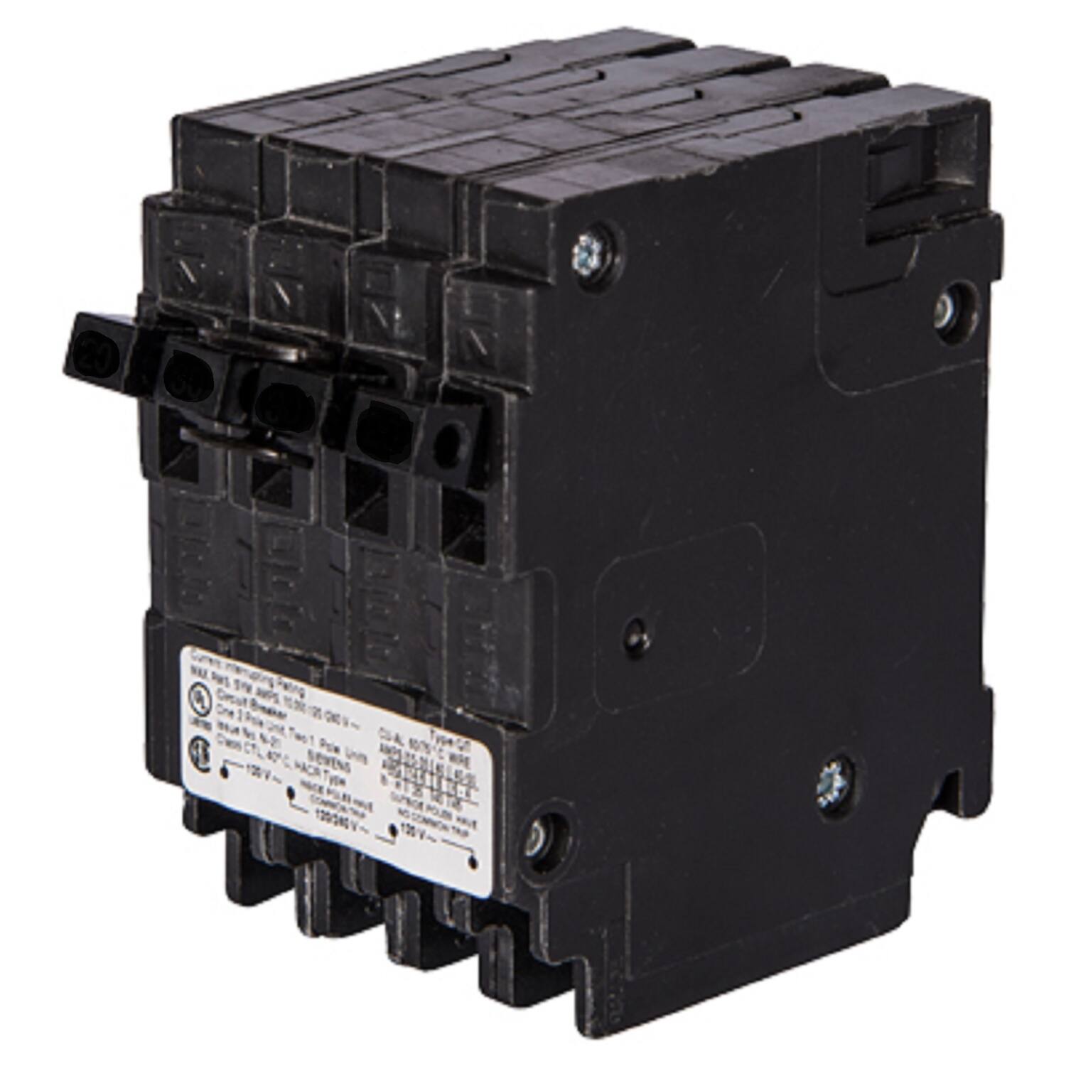 Front. Siemens - Siemens 20/50 amps Standard 3-Pole Circuit Breaker.