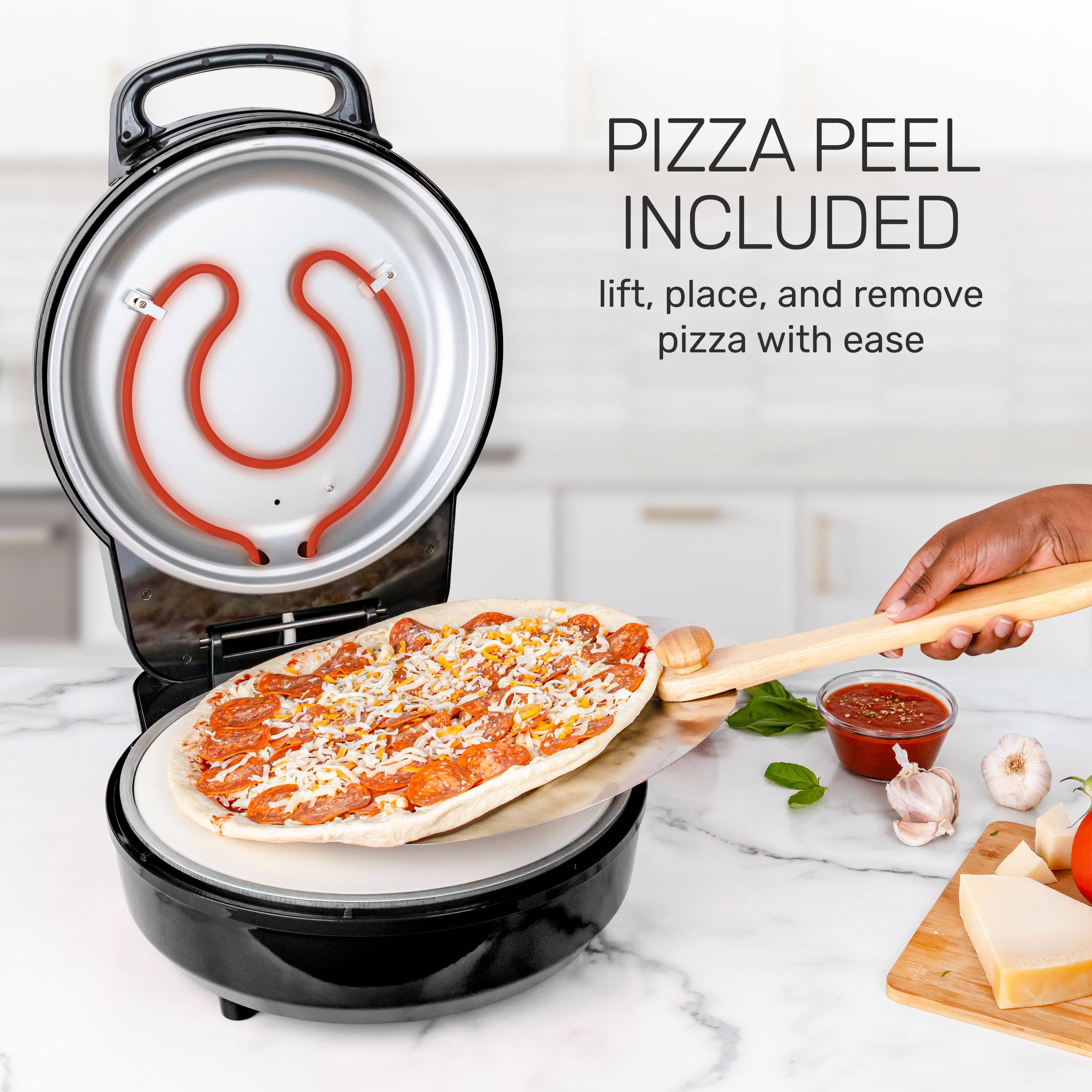 PIZZA PEEL INCLUDED  
lift, place, and remove pizza with ease