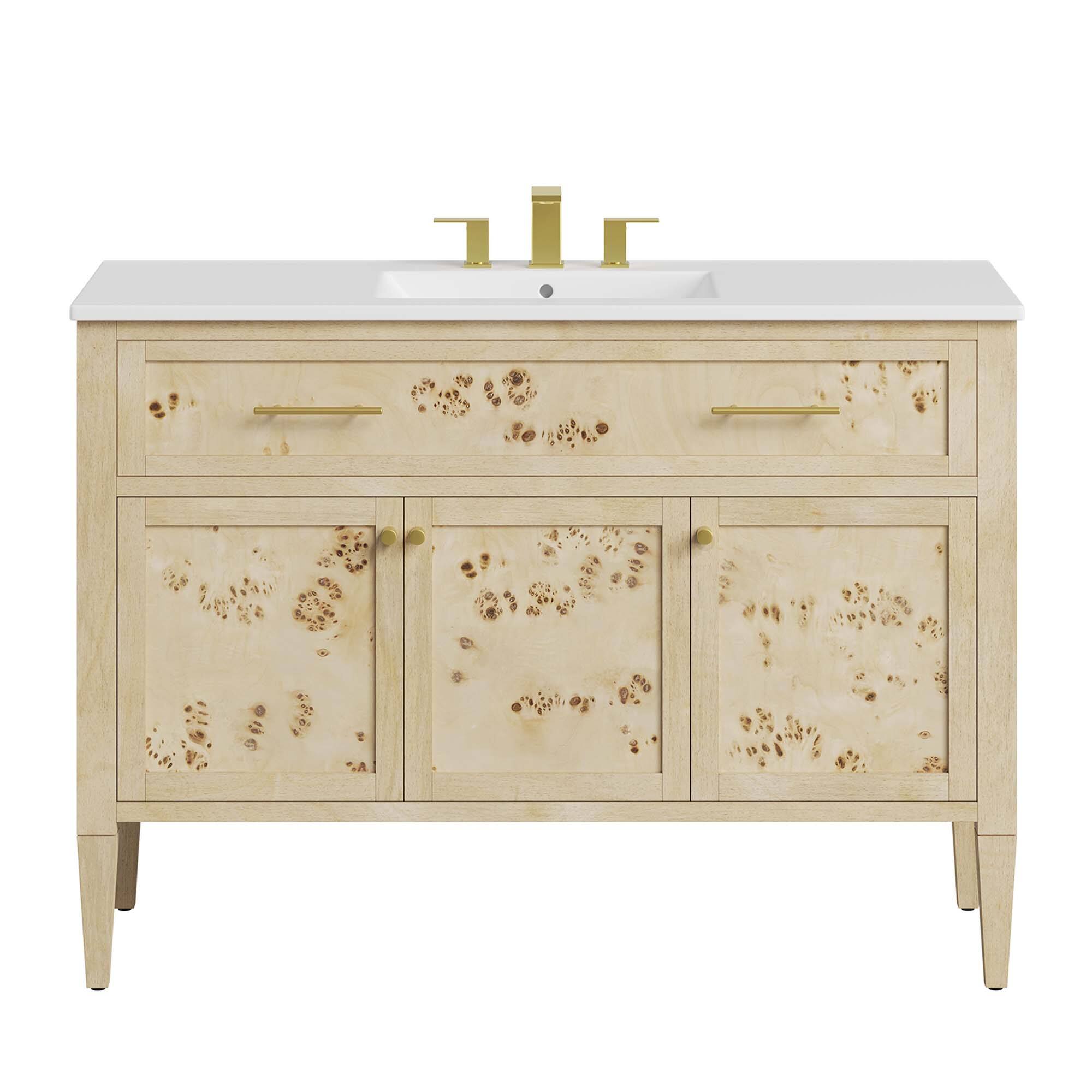 Alt View 4. Modway - Elysian Bathroom Cabinet Basin Not Included by Modway - White Burl.