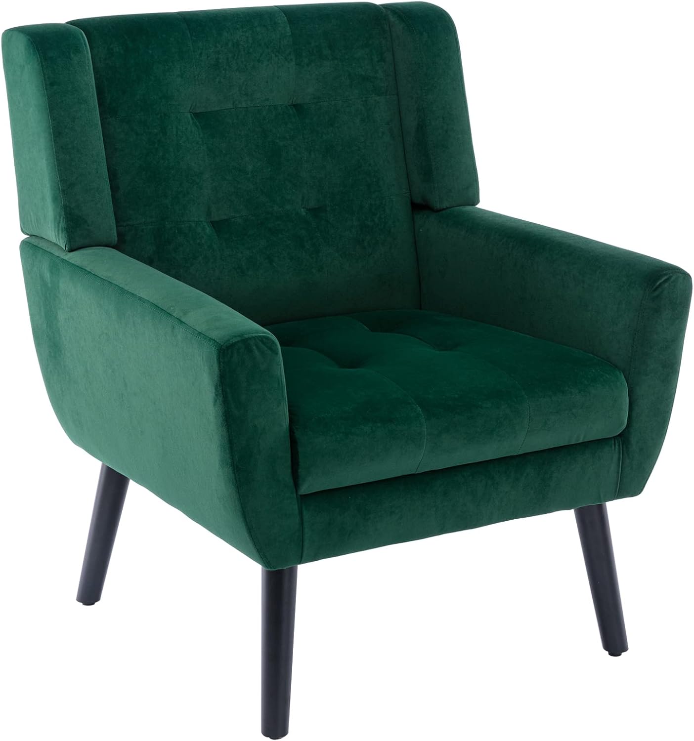 Alt View 1. Trinkets Crazed - Modern Soft Velvet Material Ergonomics Accent Chair With Black Legs - retro green.