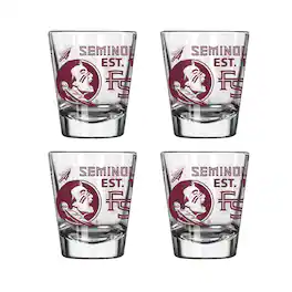 Logo Brands - Florida State Seminoles 4-Pack 2oz. Shot Glass Set - Multicolor