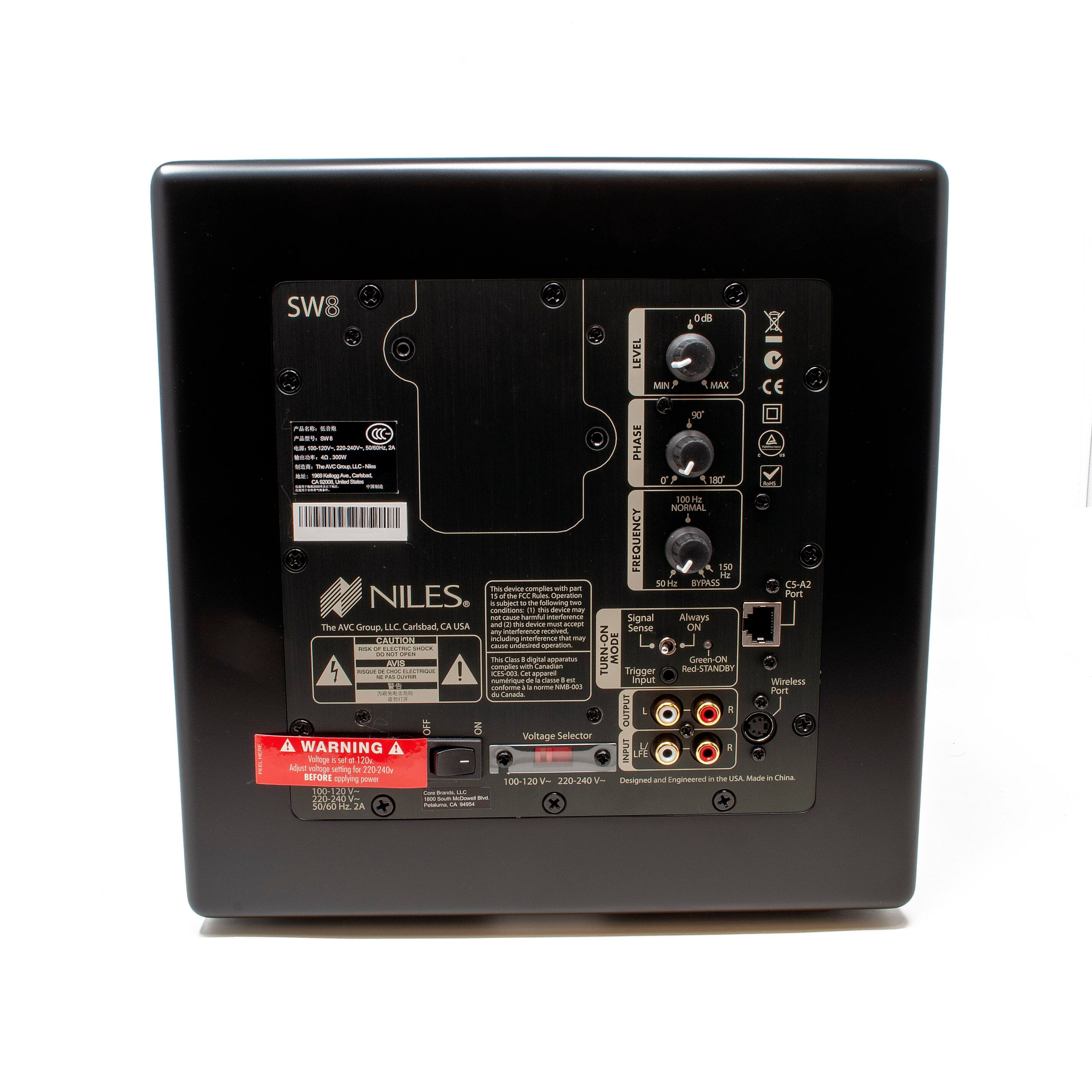 SW8

LEVEL MIN ad8 MAX A POE

PHASE 0° 90° 180°

FREQUENCY 50 Hz 100 Hz 150 Hz

BYPASS

CS-A2

NILES

The AVC Group, LLC, Carlsbad, CA USA

Signal Always The KNC LLC Carlsbad CA USA

TURN-ON MODE Green-ON

INPUT

OUTPUT

Voltage Selector

WARNING

Voltage is set at 120V

BEFORE applying

100-120 V

220-240 V

Designed and Engineered in the USA Made in China

100-120 V

220-240 V

100-120 V

220-240 V

100-120 V

220-240 V

100-120 V

220-240 V

100-120 V

220-240 V

100-120 V

220-240 V

100-120