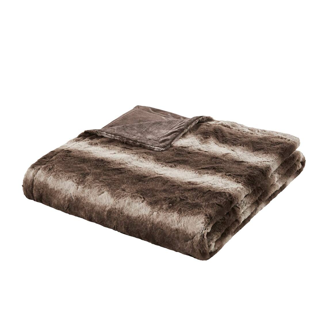 Front. Gracie Mills - Alaina Faux Fur Throw - Brown.