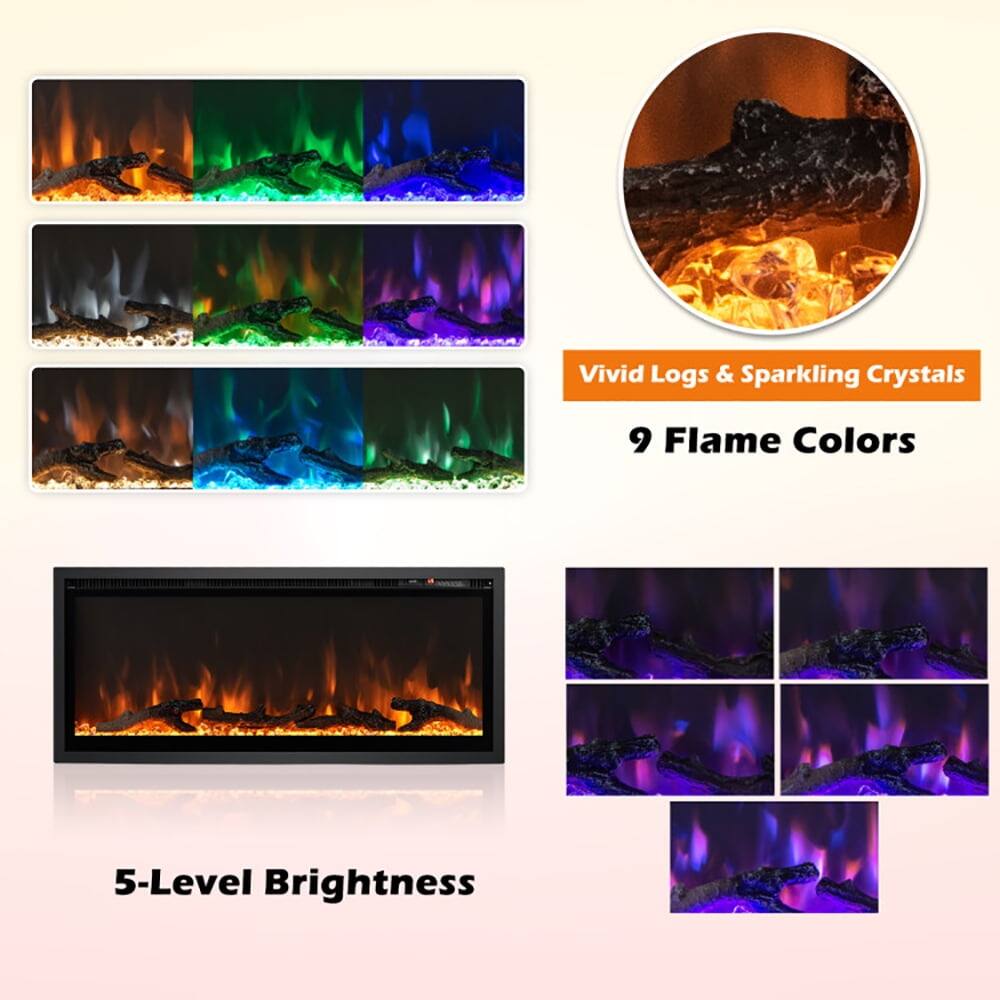 Vivid Logs & Sparkling Crystals  
9 Flame Colors  
5-Level Brightness