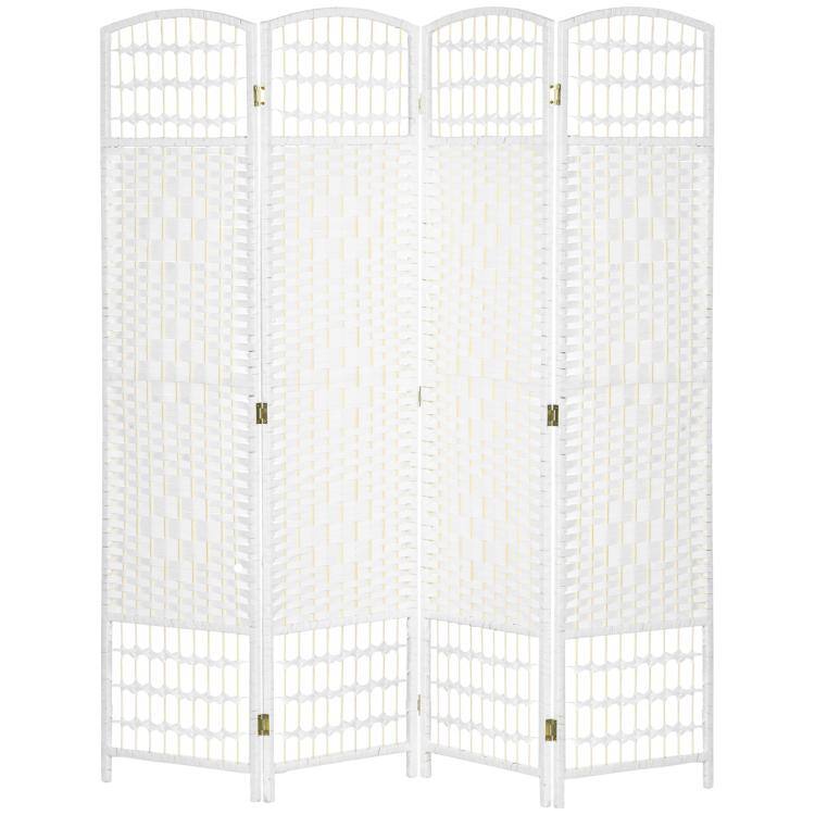 Alt View 10. PULUZ - 4 Panel Folding Room Divider Portable Privacy Screen Wave Fiber Room Partition for Home Office - White.
