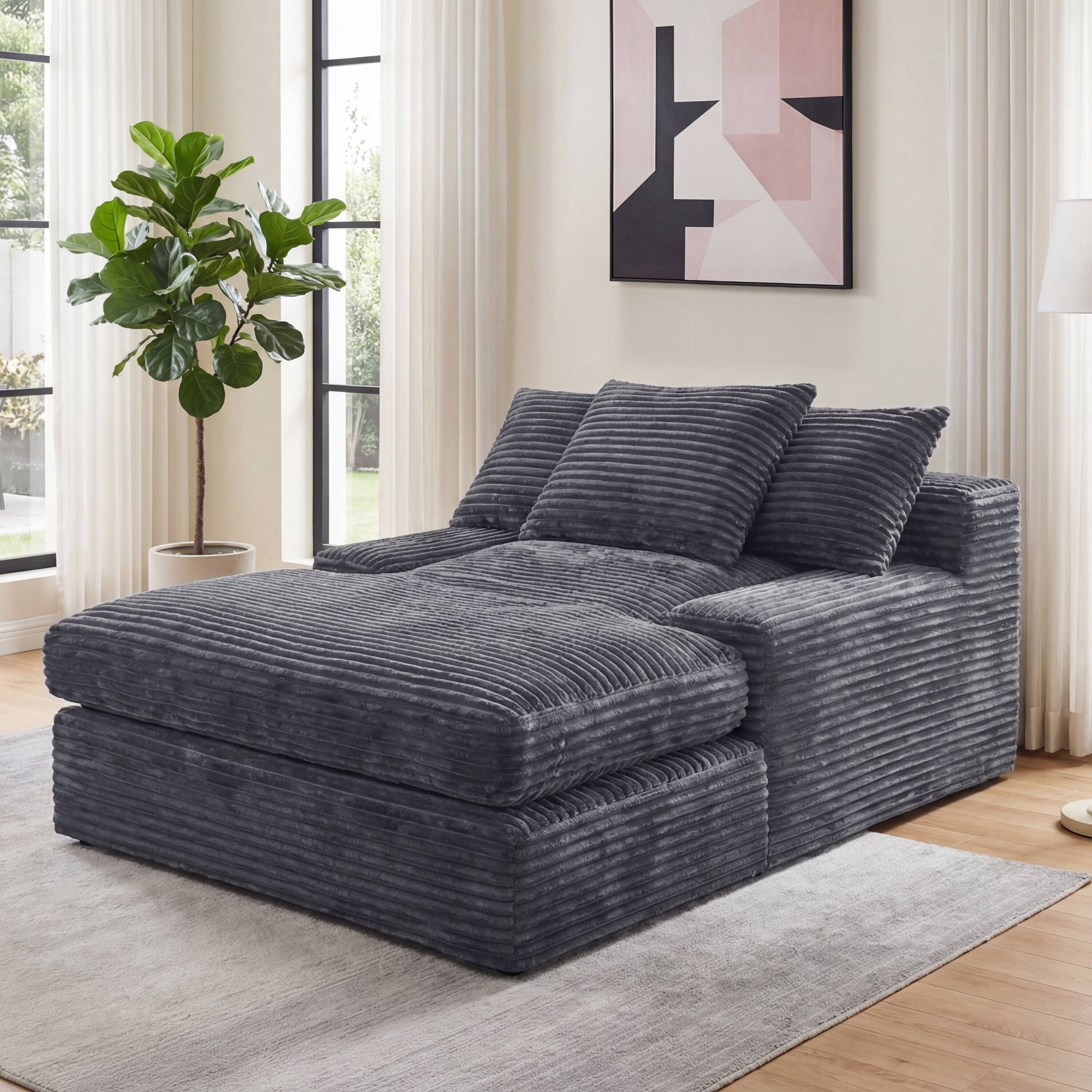 Angle. Vipbear - 69" Oversized Boneless Chaise Lounge Chair, Cloud Sleeper Sofa Couch for Living Room Apartments - Gray.