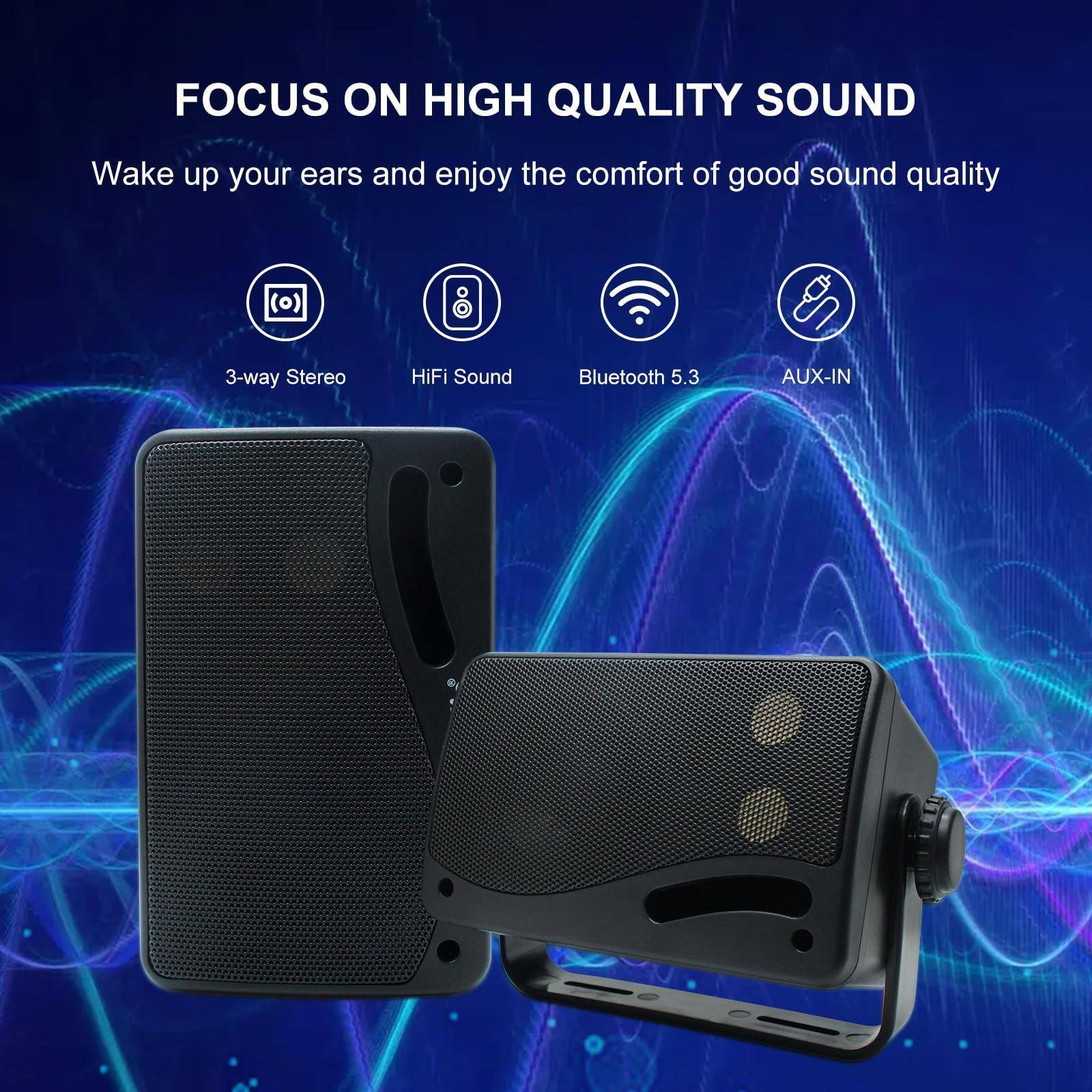 FOCUS ON HIGH QUALITY SOUND

Wake up your ears and enjoy the comfort of good sound quality

- 3-way Stereo
- HiFi Sound
- Bluetooth 5.3
- AUX-IN