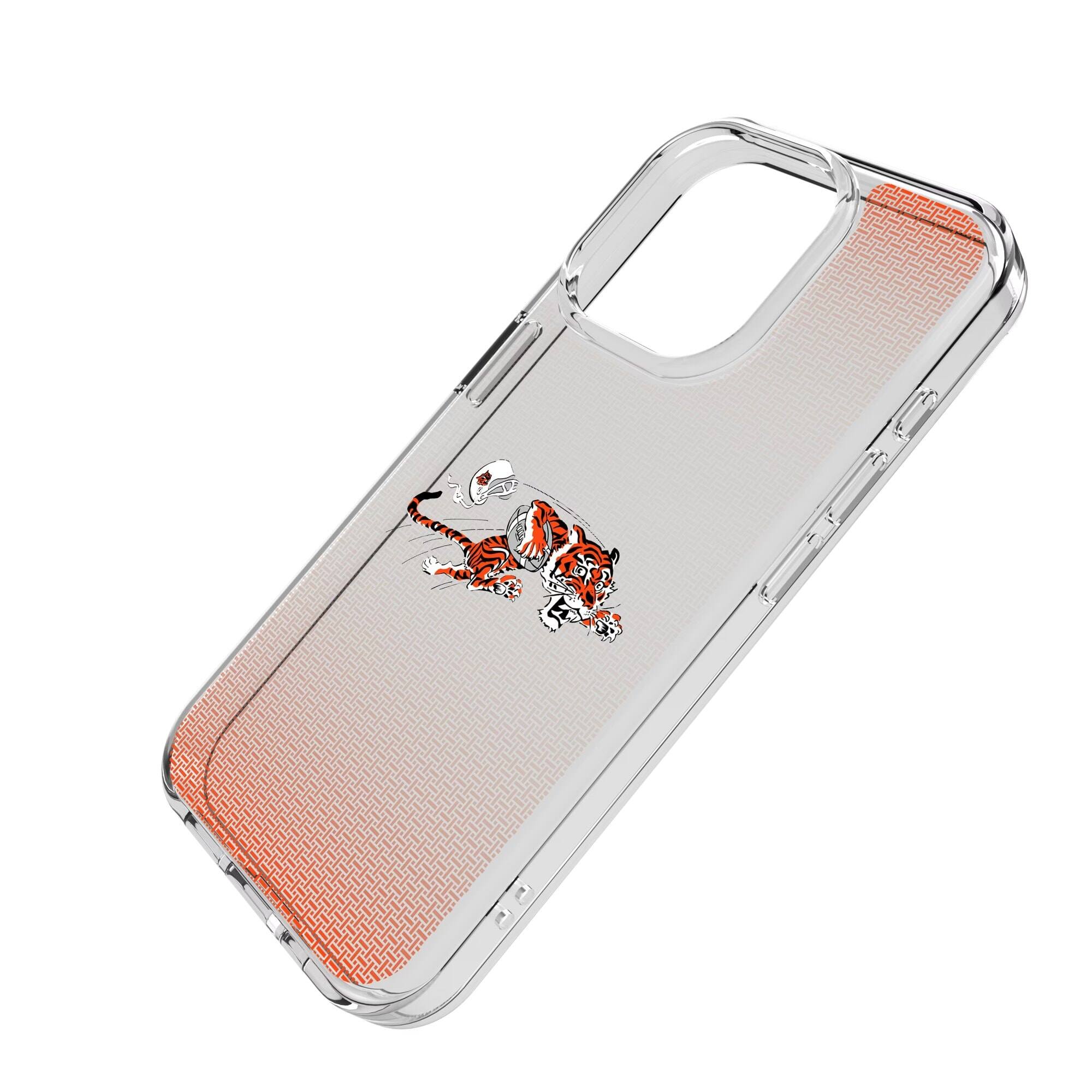Alt View 1. Keyscaper - Cincinnati Bengals Linen Logo iPhone Clear Case - 15 - Multicolor.