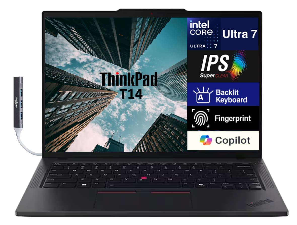 Lenovo - ThinkPad T14 Laptop 14.0 WUXGA (Intel Ultra 7-255U, 64GB DDR5, 2TB PCIe SSD, Win 11 Pro) w/USB Hub - Black price history on PriceWatchPro