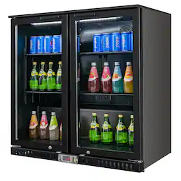 Equator - Vitlife 7.5 Cu.Ft. Bar Fridge, 2 Glass Doors, LED, Beer & Wine Cooler for Bar/Home - Black