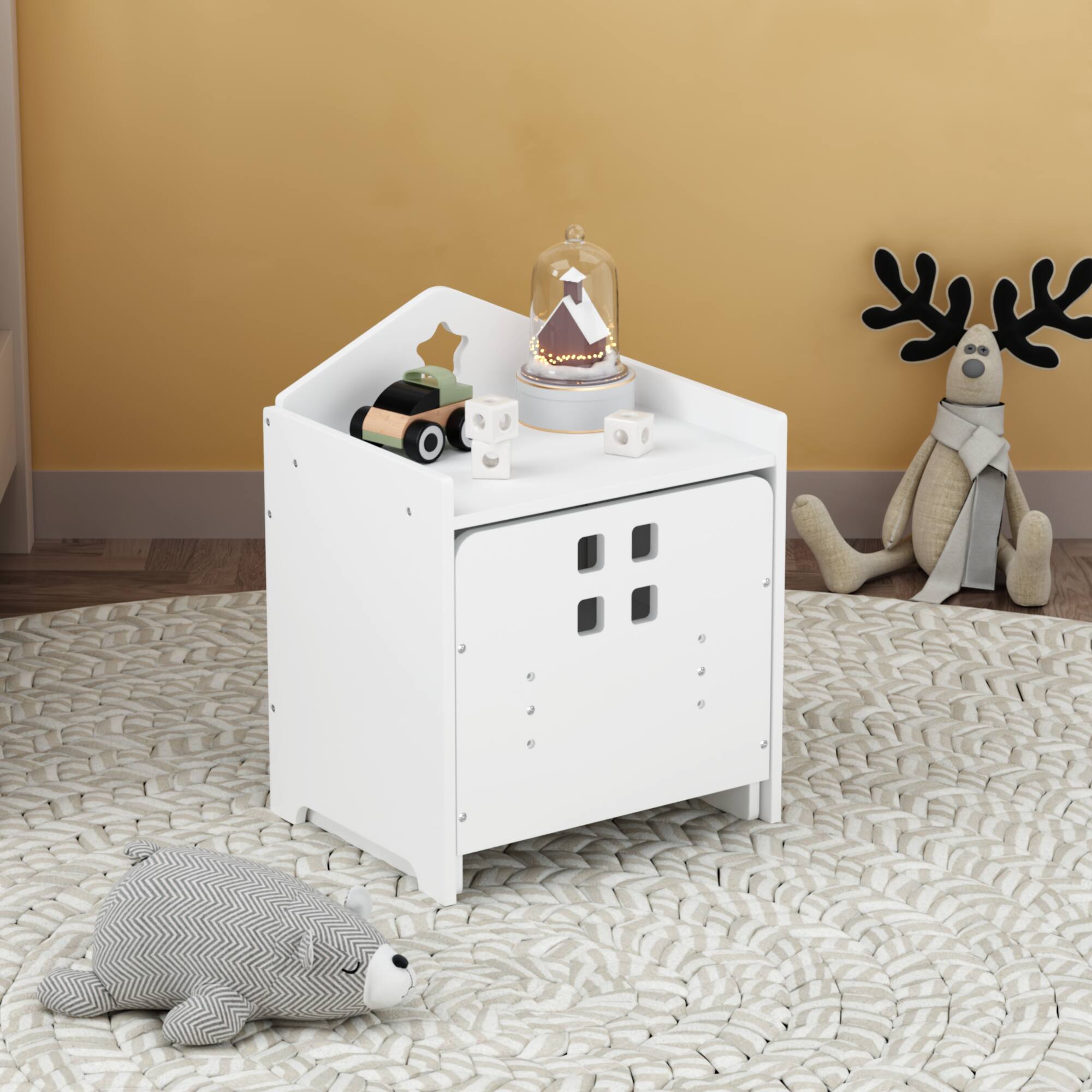 Left. Tiramisubest - Wooden Toddler Table and Chair Set,Kids Activity Table Step Stools with Blackboard & 3 Heights Adjustable - White.