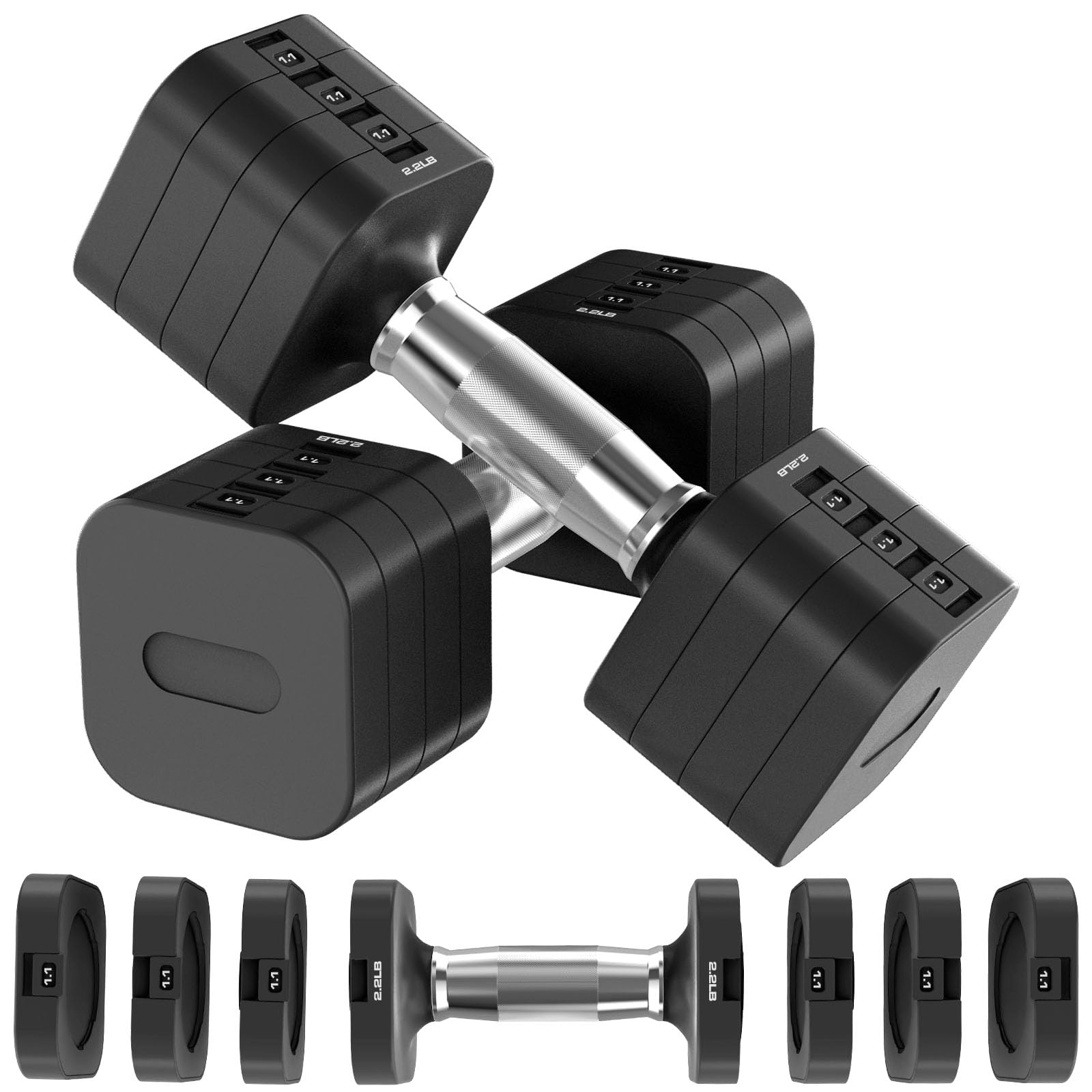 Refined Abode Design - s Adjustable Dumbbells Set Weight With 4 Levels 4 6 8 Hand Weights Sets For Women men Home Gym Full Body - Black
