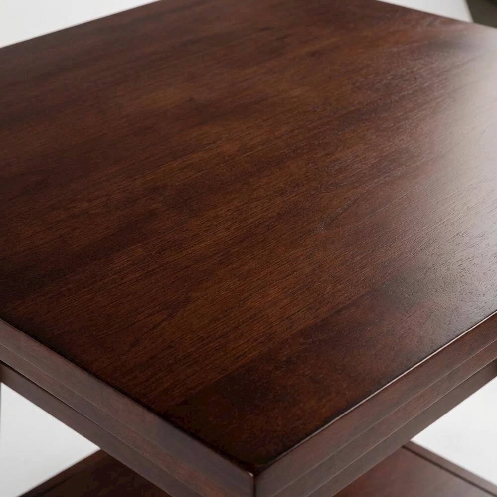 Alt View 2. FurniFact - Wood High Bar Table with 2 Shelves, Transitional Pub Table for Dining Room - Walnut.