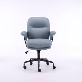 Forest'nSky - Ergonomic White Leather Office Chair, Reclining Backrest with Adjustable Height & 360° Swivel, Easy Assembly - Sage