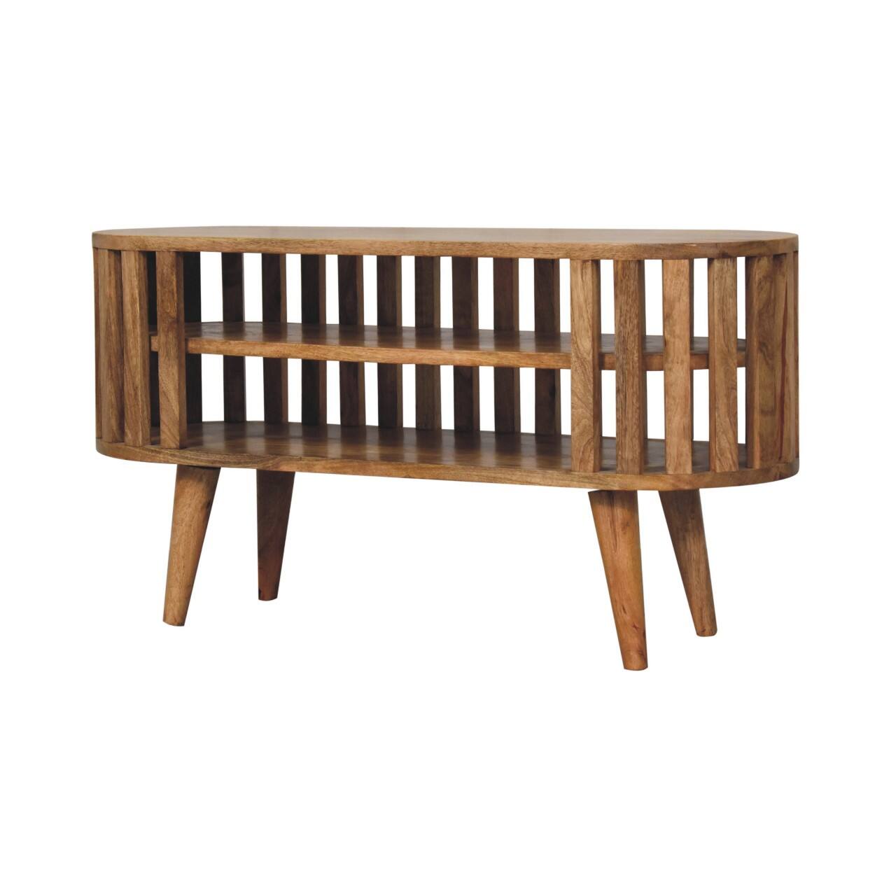 Left. Artisan Furniture - Artisan Furniture Solid Wood Mini Ariella Media Unit, 2 Shelves, Brown - Brown.