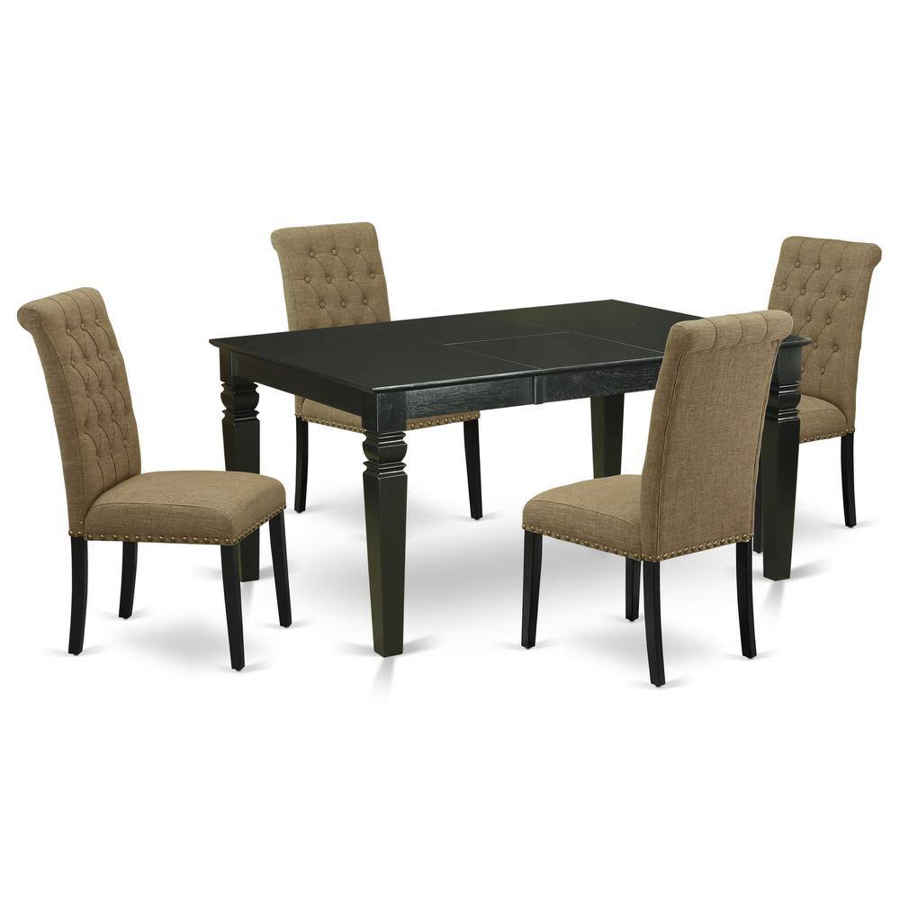 Back. East West Furniture - Dining Room Set Black - Brown.