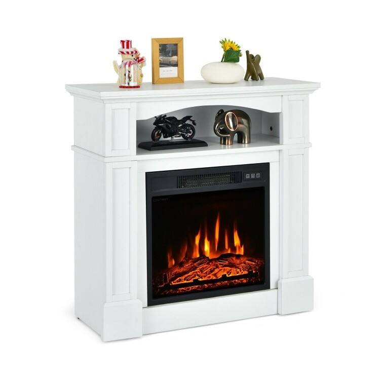 Front. Hivvago - 32 inch 1,400 Watt Electric TV Stand Fireplace with Shelf White - White.