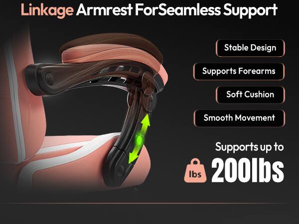 Linkage Armrest For Seamless Support

- Stable Design
- Supports Forearms
- Soft Cushion
- Smooth Movement
- Supports up to 200lbs