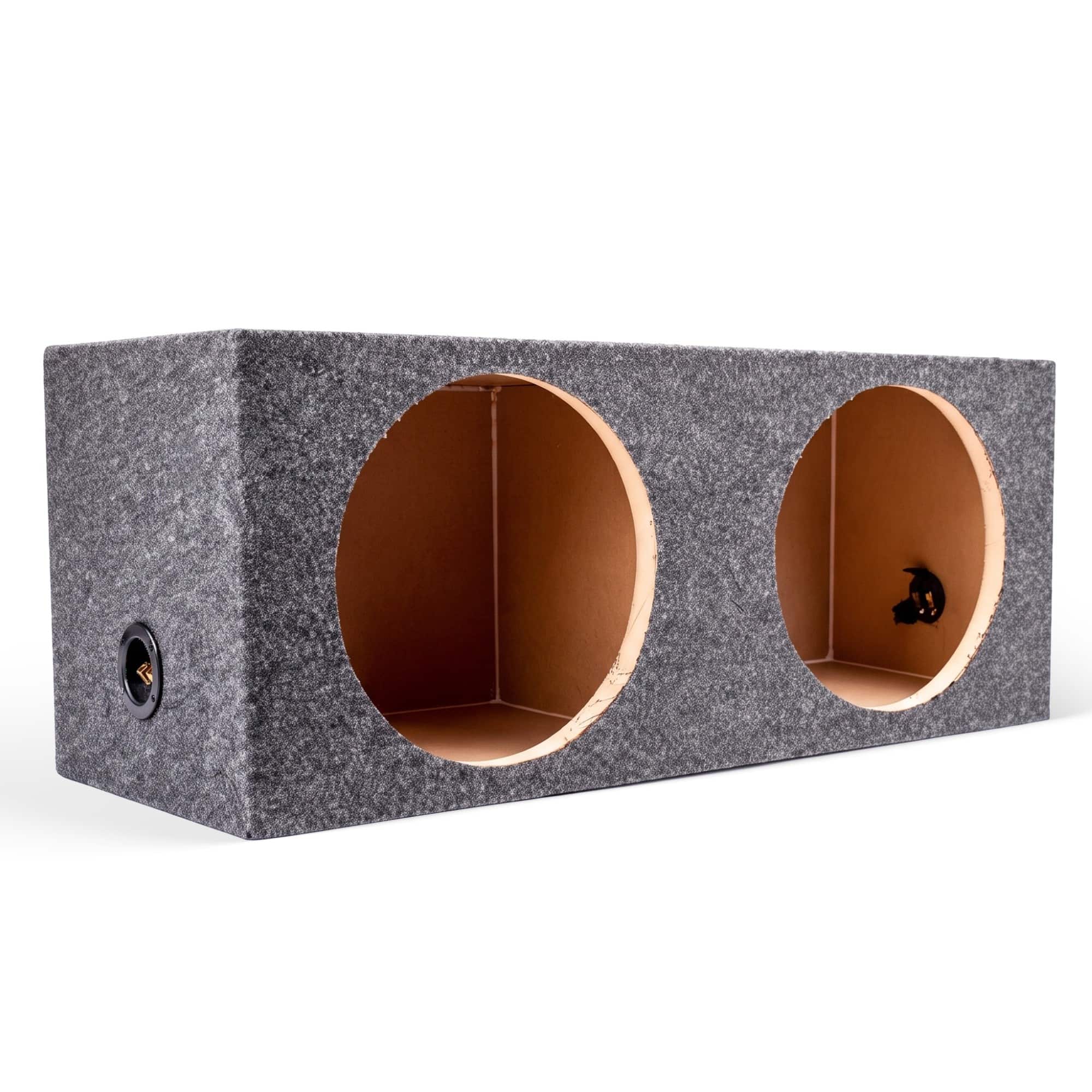 QPower - 12" Heavy-Duty Dual Sealed Vehicle Subwoofer Enclosure Woofer Box - Gray