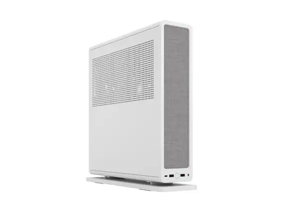 Front. Fractal Design - Fractal Design Ridge White Mini-ITX Slim Small Form Factor Console PC Case with PCIe 4.0 Riser - White.