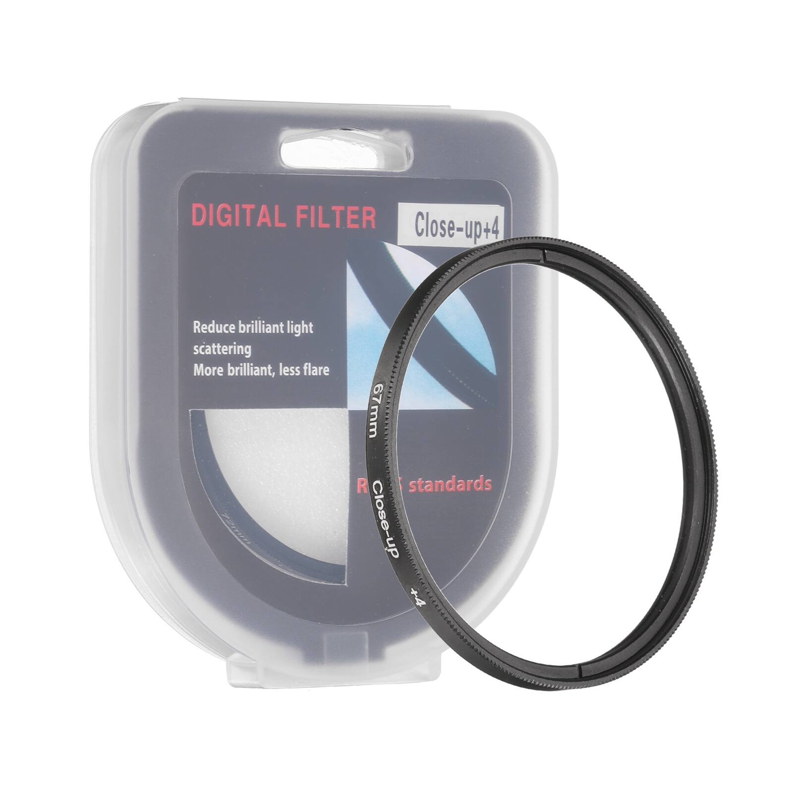 DIGITAL FILTER  
Close-up +4  
Reduce brilliant light scattering  
More brilliant, less flare  
67mm  
R standards  
Close-up +4
