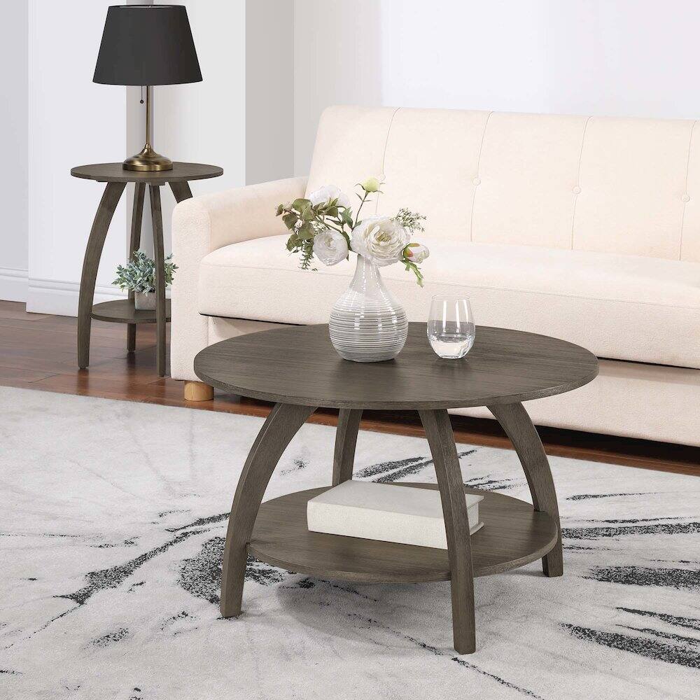 Left. Convenience Concepts - Aldrin Coffee Table with Shelf - Wirebrush Dark Gray.