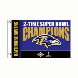 Evergreen Enterprises - Baltimore Ravens 3' x 5' Super Bowl Champions Single-Sided Flag - Black