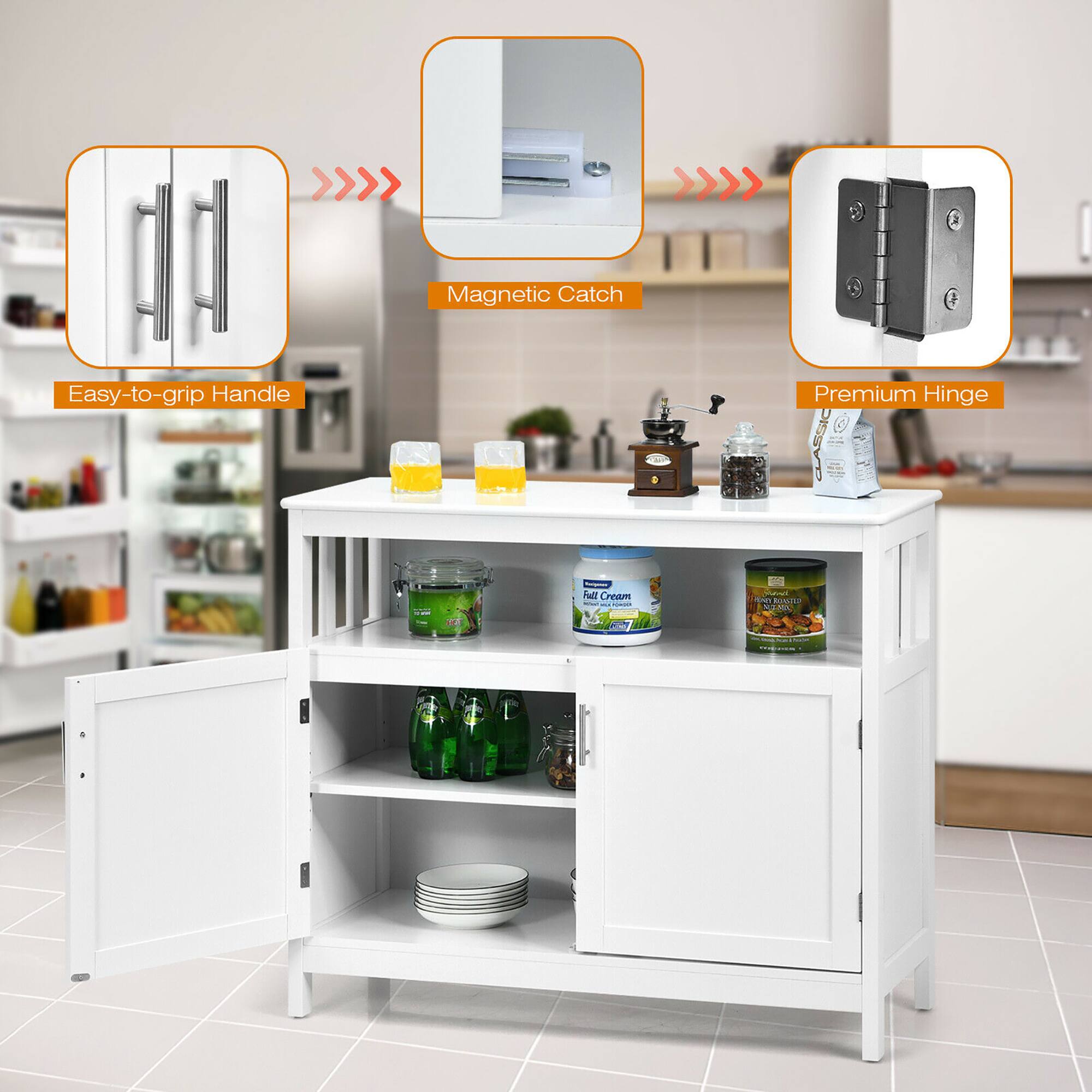 Magnetic Catch, Easy-to-grip Handle, Premium Hinge