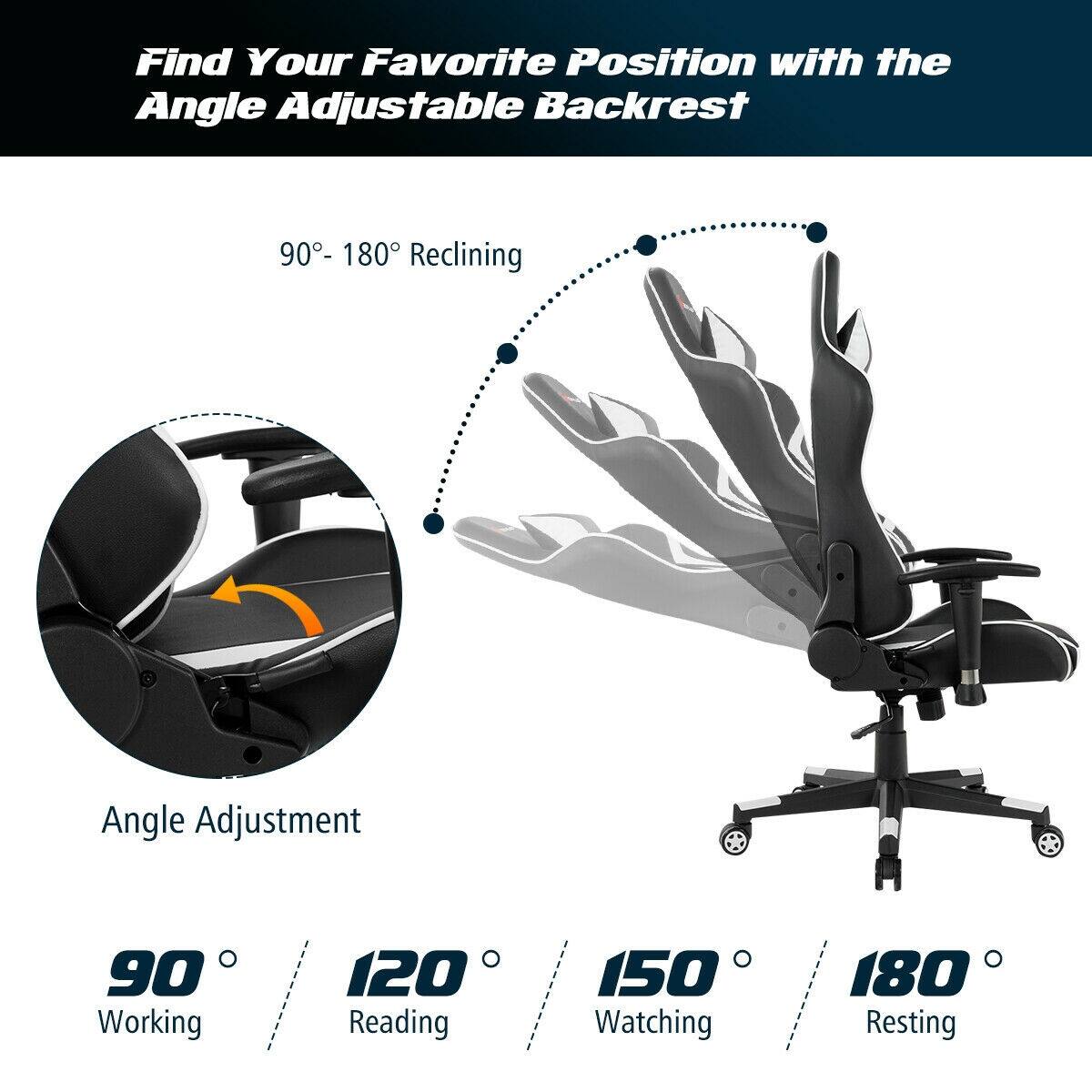 Find Your Favorite Position with the Angle Adjustable Backrest

90° - 180° Reclining

Angle Adjustment

90° Working
120° Reading
150° Watching
180° Resting
