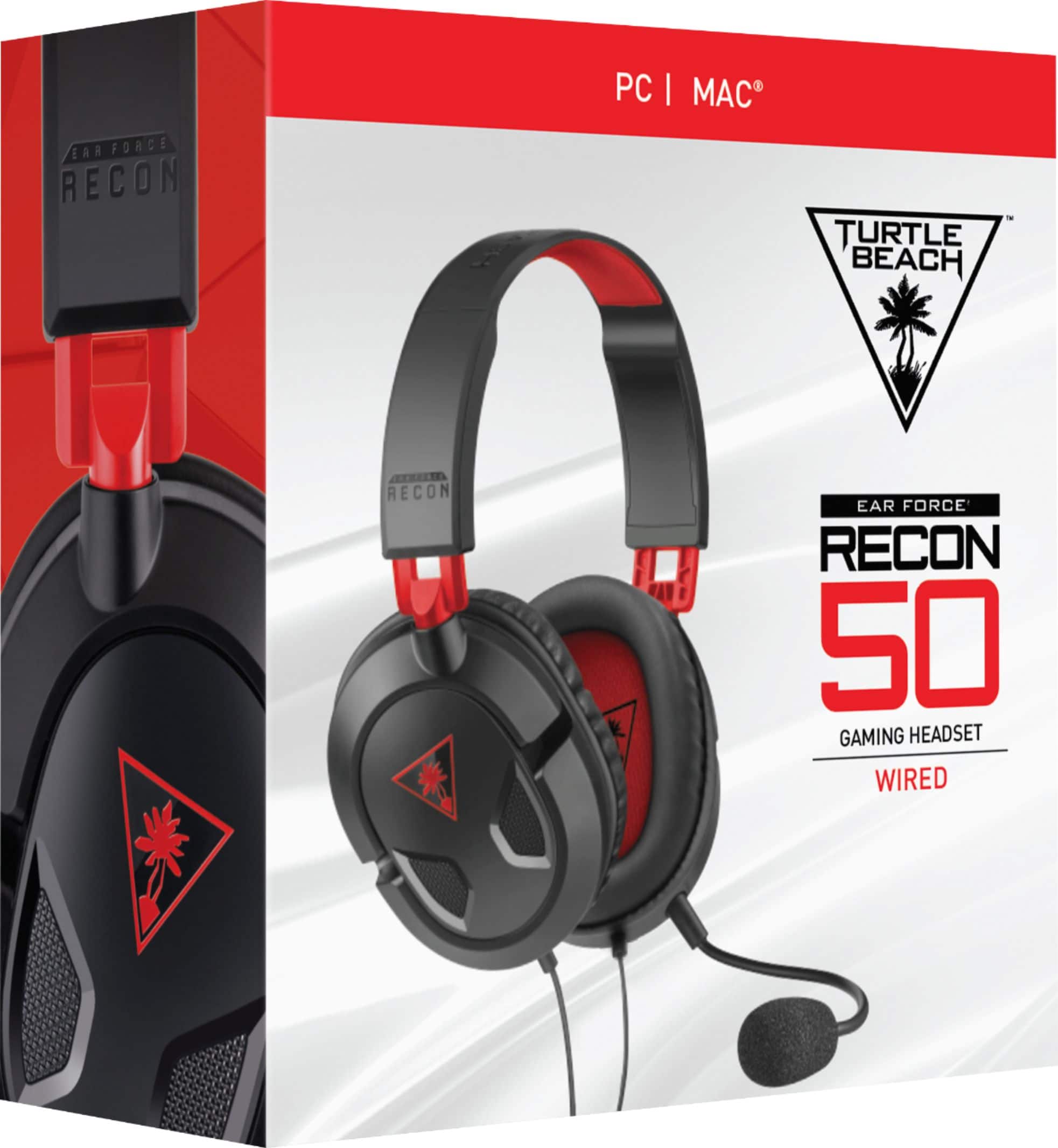 Alt View 17. Turtle Beach - EAR FORCE Recon 50 Over-the-Ear Gaming Headset for PC, PS4, Xbox One, and Mobile - Black/Red.