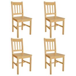 Boyel Living - Indoor Rectangular Dining Chair Set of 4 Natural Solid Pinewood Standard Durable - Brown
