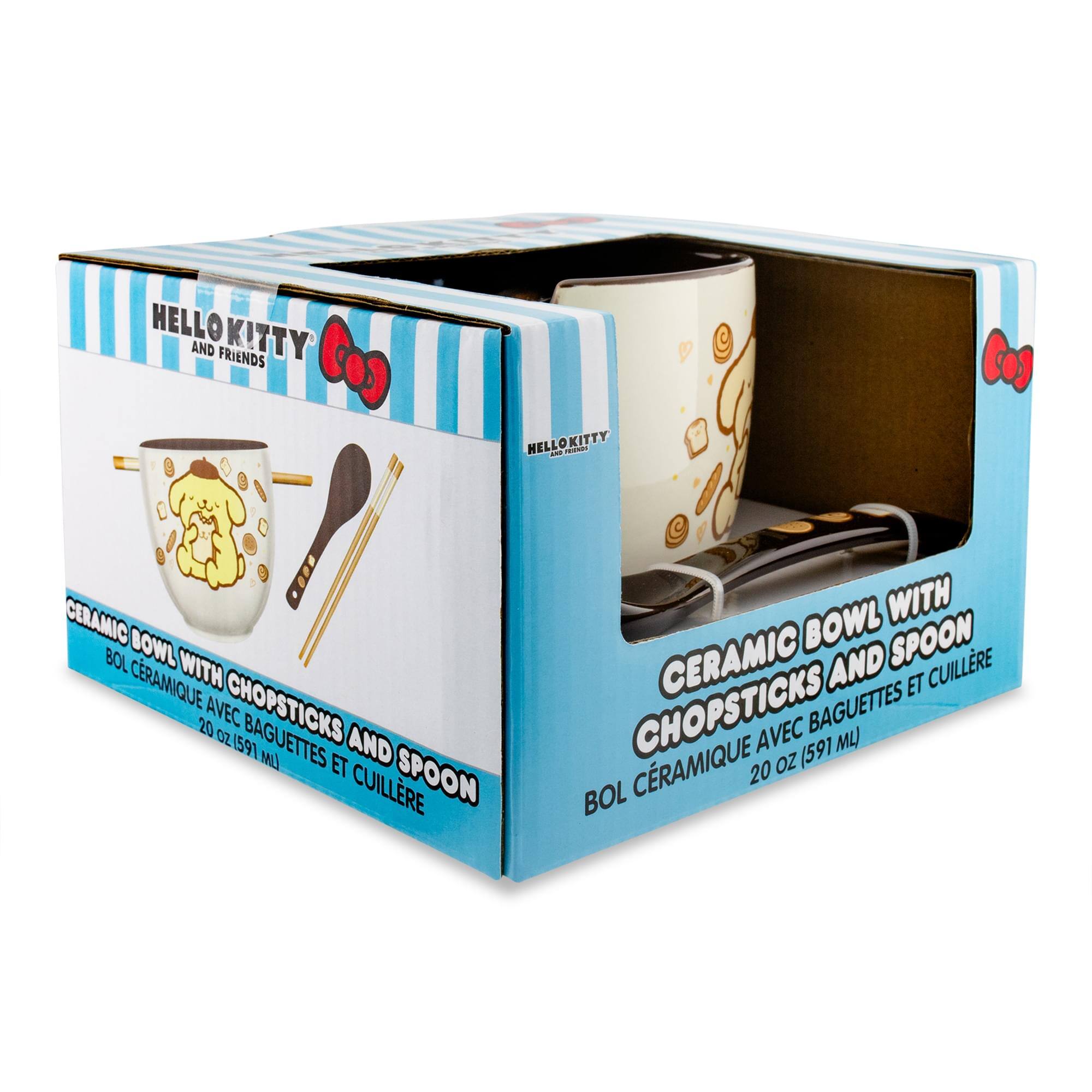 HELLO KITTY AND FRIENDS  
CERAMIC BOWL WITH CHOPSTICKS AND SPOON  
BOL CÉRAMIQUE AVEC BAGUETTES ET CUILLÈRE  
20 OZ (591 ML)