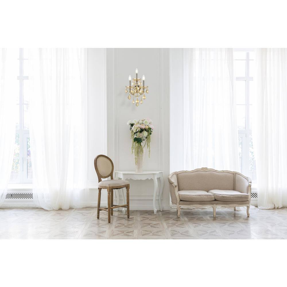 Alt View 1. Elegant Lighting - Maria Theresa 3 light Golden Teak Wall Sconce Golden Teak - Golden Teak.