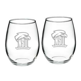Jardine - Northeastern State Riverhawks Team Design Two-Piece 21oz. Stemless Wine Glass Set - Multicolor