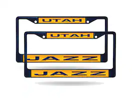 Rico Industries - Utah Jazz NBA (Set of 2) Navy Painted Metal Laser Cut License Plate Frames - Multi