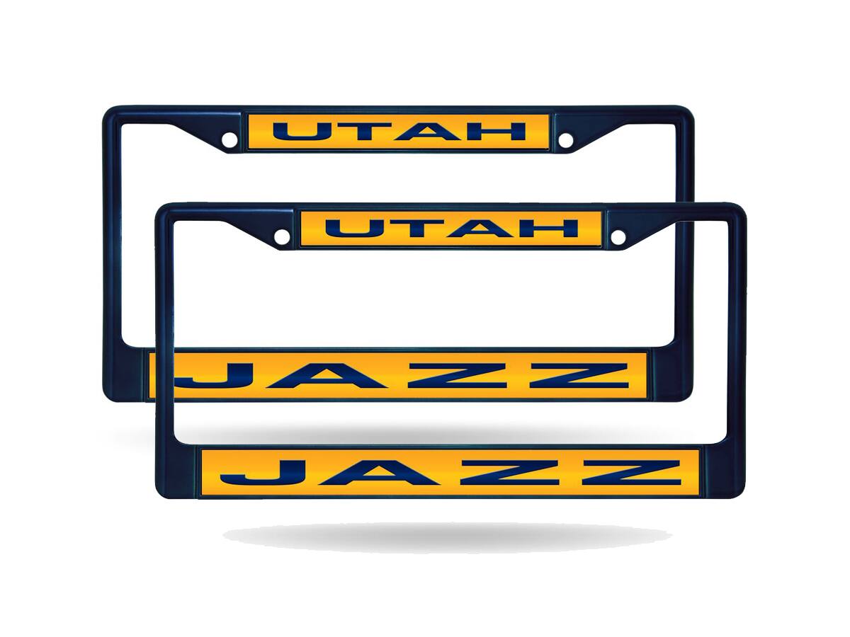 Utah Jazz NBA (Set of 2) Navy Painted Metal Laser Cut License Plate Frames