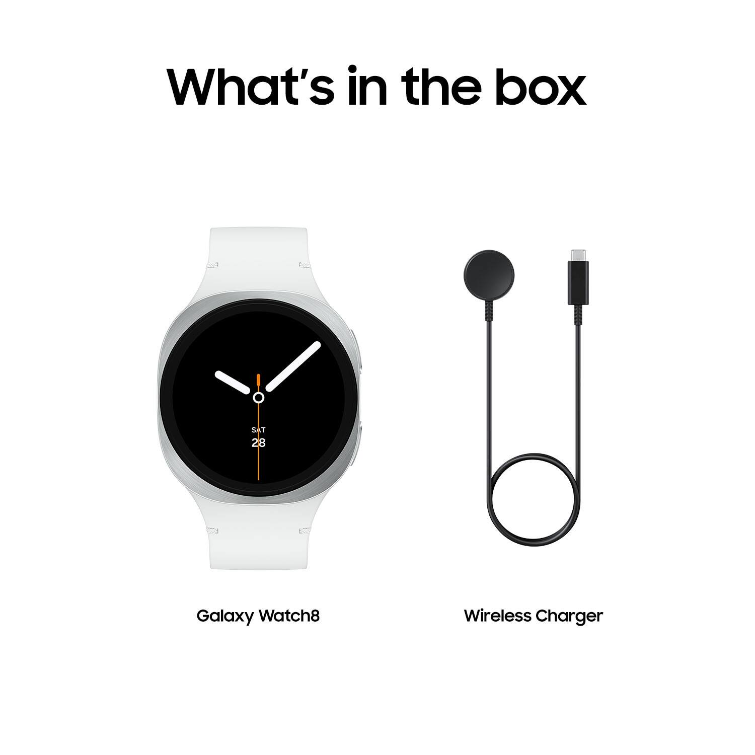 What's in the box: Galaxy Watch8, Wireless Charger