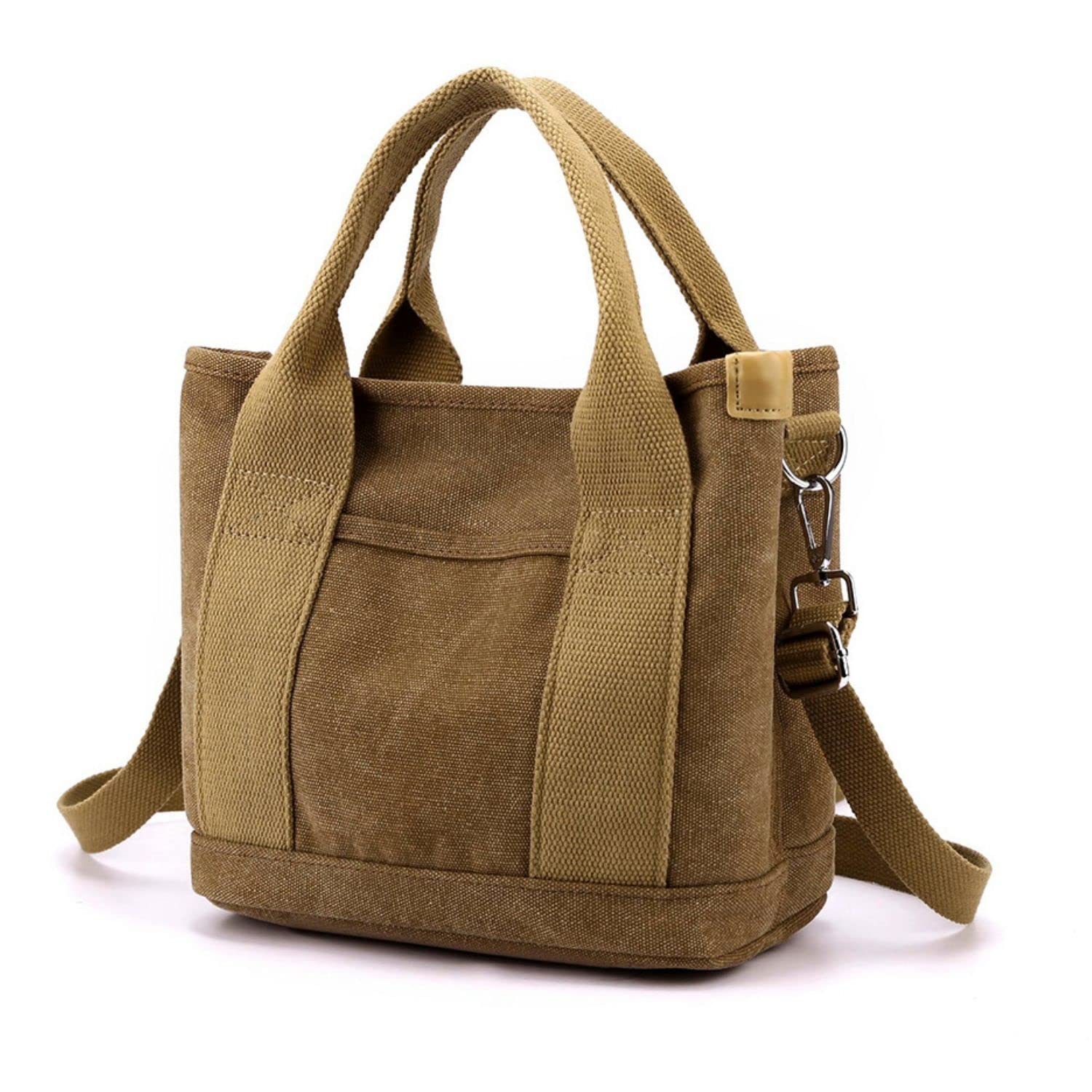 Front. Live At Space - Canvas Messenger Bags For Women Tote Crossbody Shoulder Bag Satchel Purse 【Light as Air, Ready for Anything】Made from - Brown.