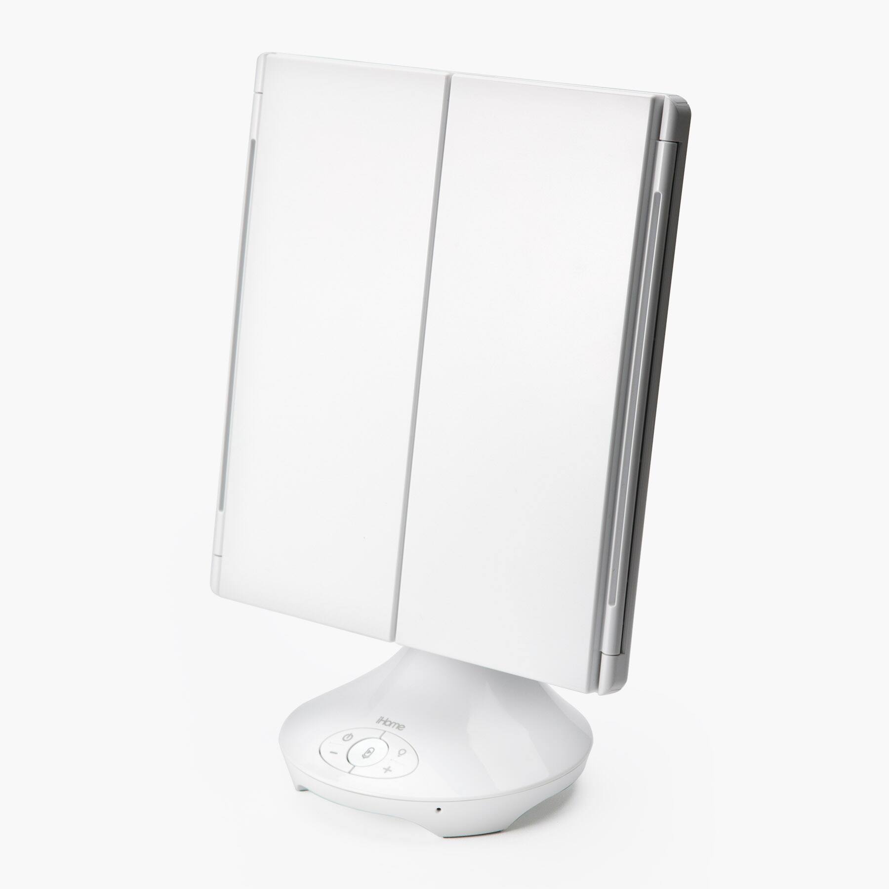 Angle. iHome - iHome Trifold Mirror with Lights and Bluetooth Speaker (iCVBT40) - White.