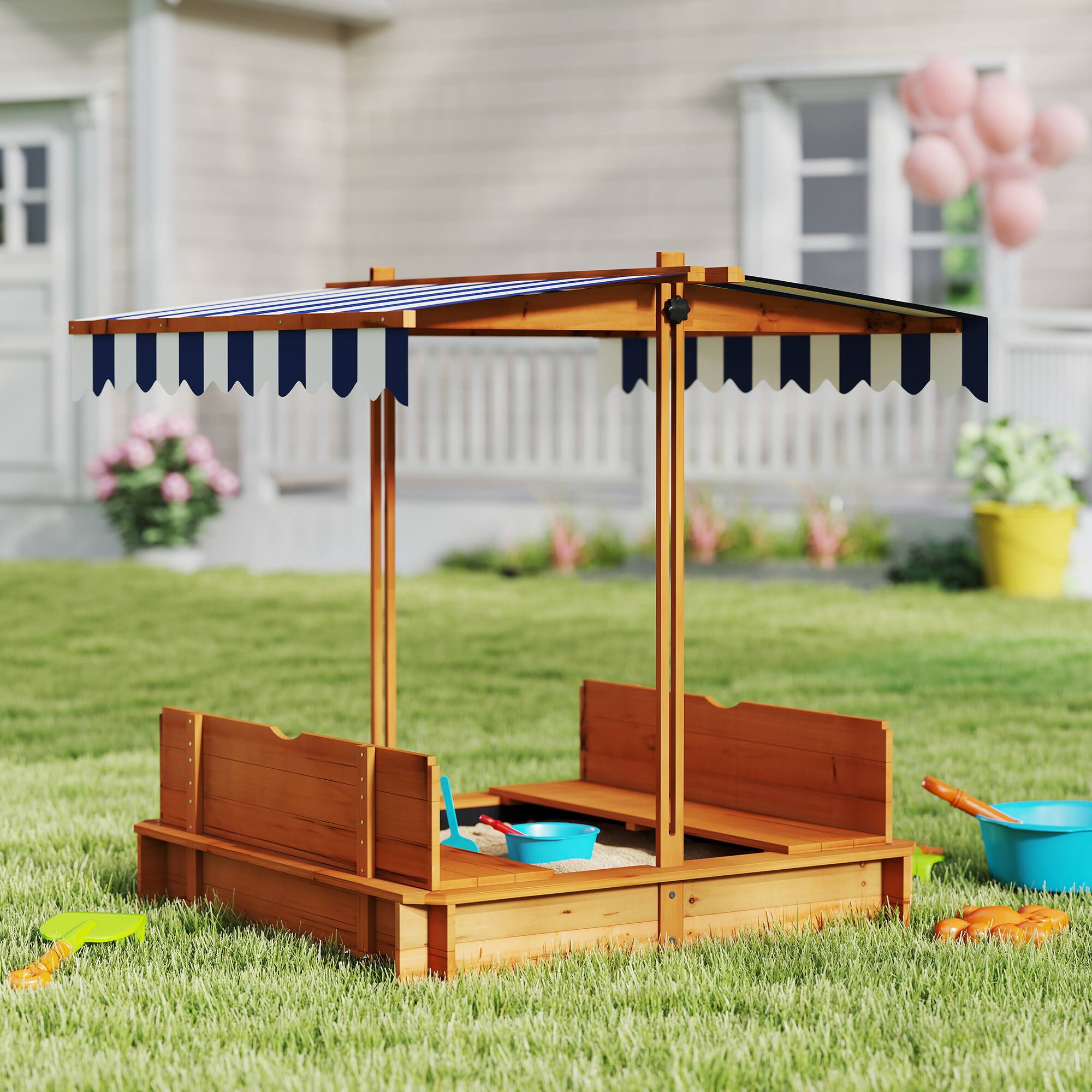 Alt View 1. Outsunny - Kids Sandbox with Cover.