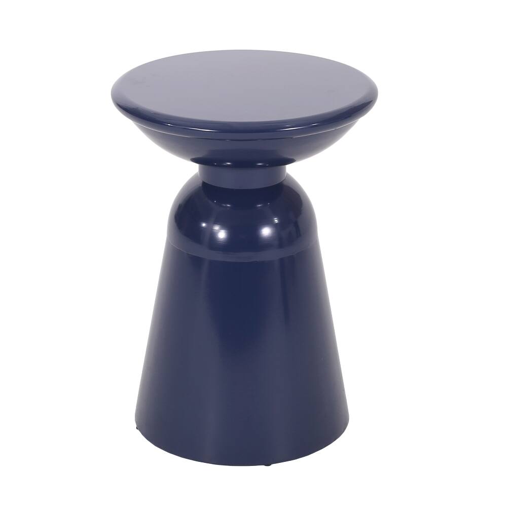Alt View 2. Loheer - Loheer Outdoor Iron Side Tables Set of 2 Navy Blue Modern Flared Design Metal Accent Tables for Patio - Navy Blue.
