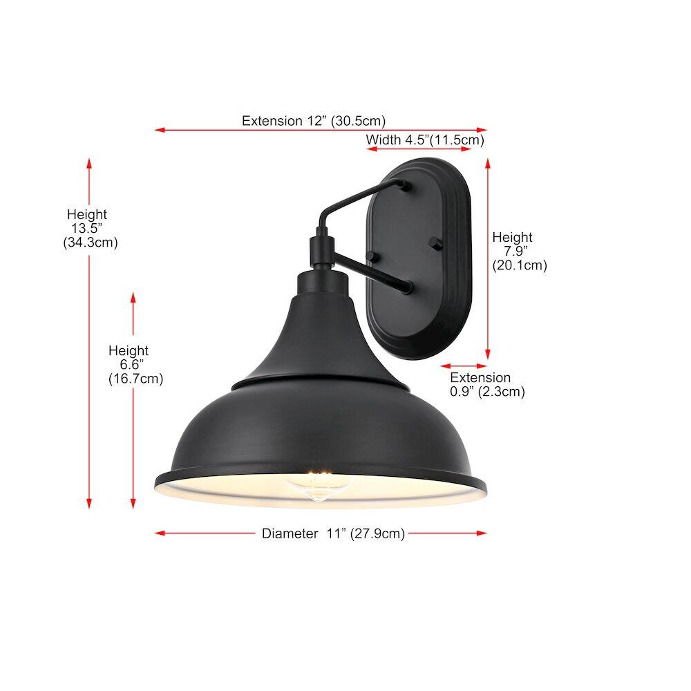 Extension 12" (30.5cm)  
Width 4.5" (11.5cm)  
Height 13.5" (34.3cm)  
Height 7.9" (20.1cm)  
Height 6.6" (16.7cm)  
Extension 0.9" (2.3cm)  
Diameter 11" (27.9cm)