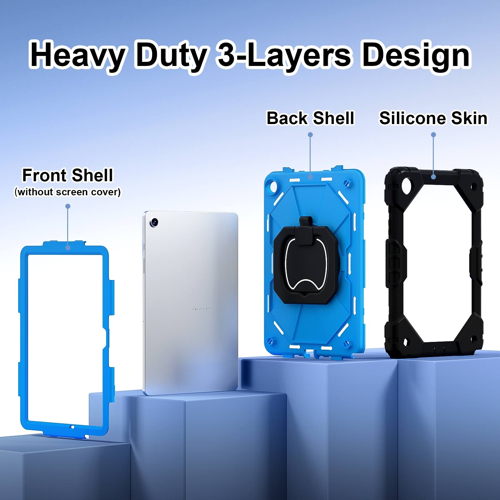 Heavy Duty 3-Layers Design Back Shell Silicone Skin Front Shell (without screen cover)