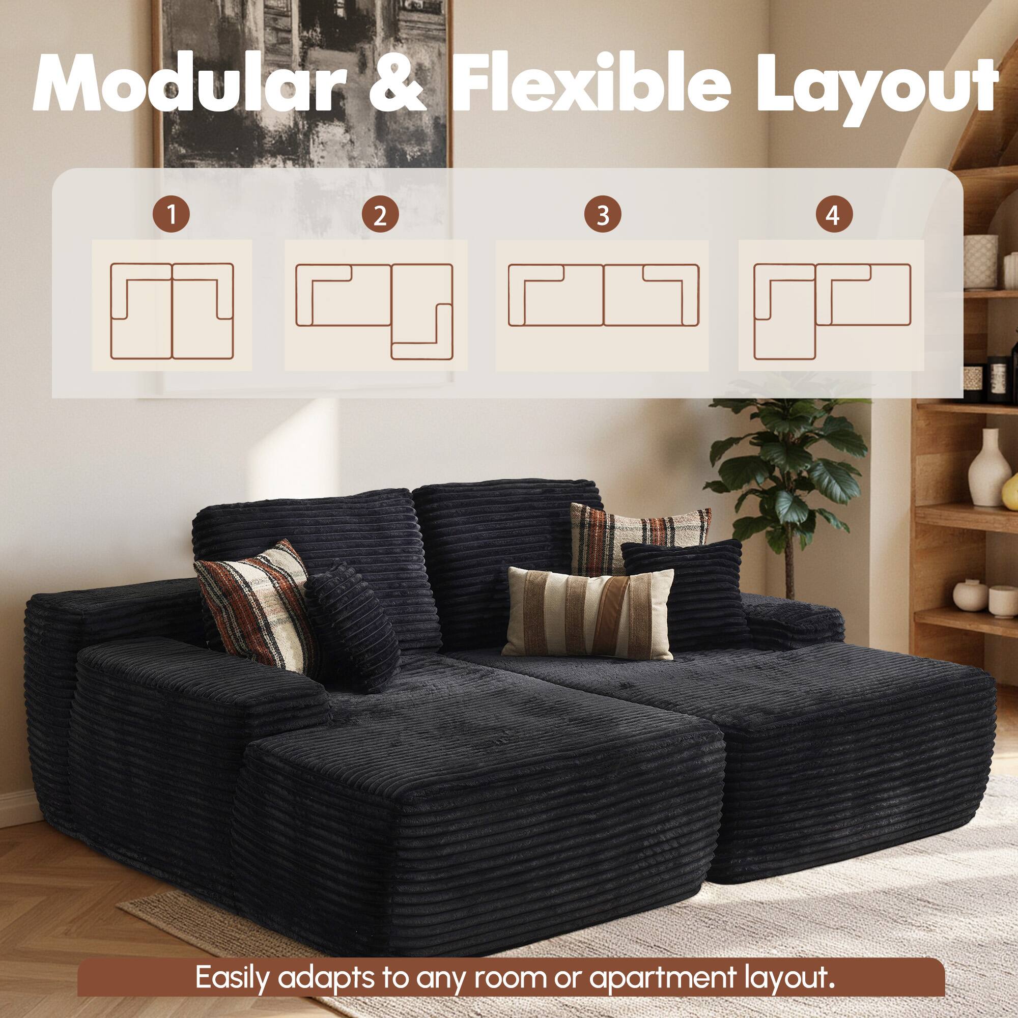 Modular & Flexible Layout

1 2 3 4

Easily adapts to any room or apartment layout.