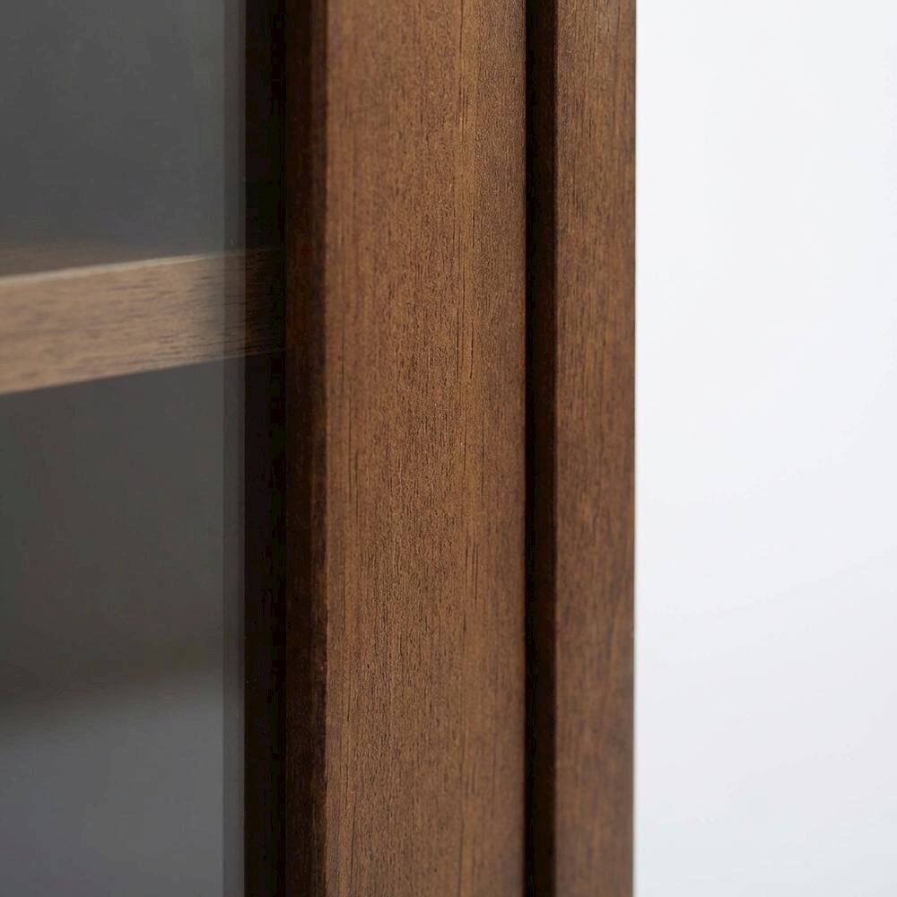 Alt View 4. FurniFact - Dark Walnut TV Stand with MDF and Tempered Glass Finish for 55-Inch TVs - Brown.