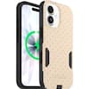 Front. OtterBox - Artist Edition MagSafe Commuter Series Case for iPhone 17 - Sandstone Pink Hearts.