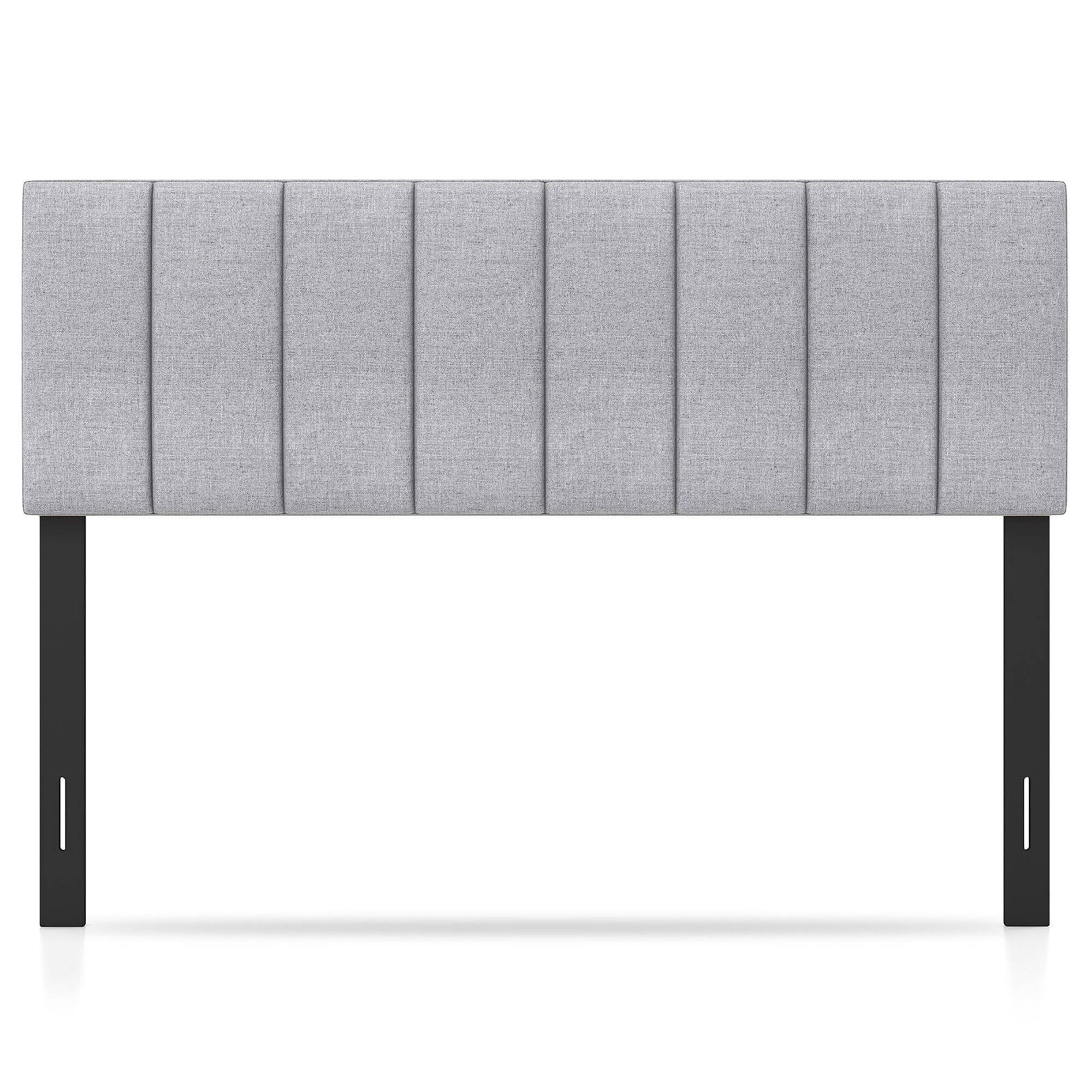 Alt View 9. Gymax - Gymax Linen Upholstered Headboard Vertical Channel Tufted Wood Leg for Full/Queen Gray - Gray.