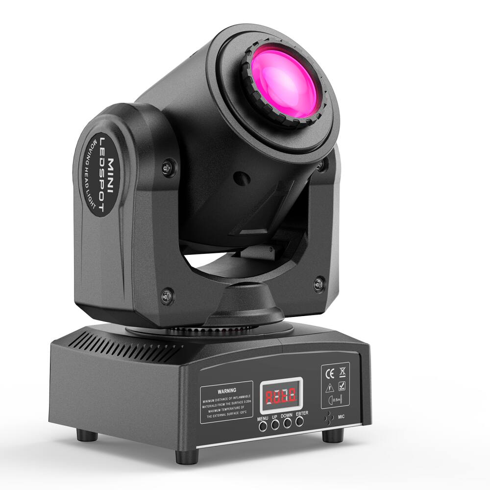 MOVING LIGHT HEAD LEDSPOT MINI

WARNING
MAXIMUM DISTANCE FROM SURFACE OF THE DEVICE TO THE SURFACE OF THE OBJECT IS 1000MM
MAXIMUM TEMPERATURE OF THE DEVICE IS 60°C
THE EXTERNAL SURFACE OF THE DEVICE IS HOT

CE
RE:8
MENU UP DOWN ENTER
MIC