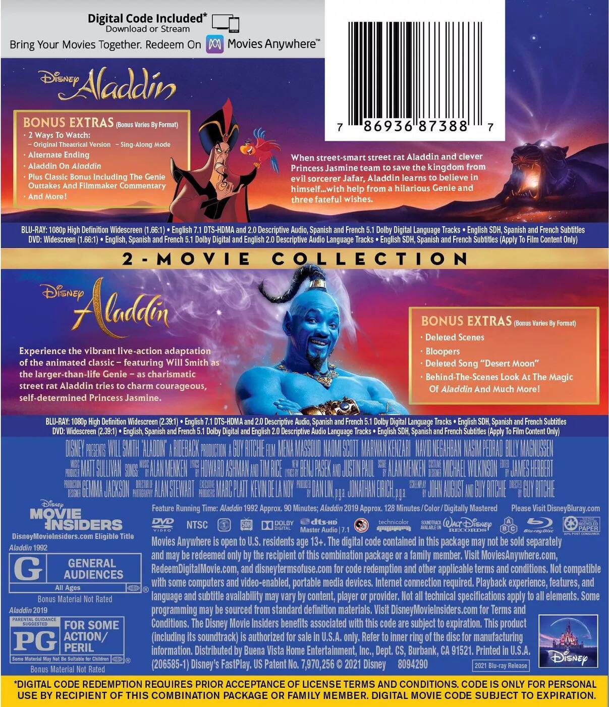 Alt View 1. Aladdin (1992) / Aladdin (2019): 2-Movie Collection   - BLU-RAY.